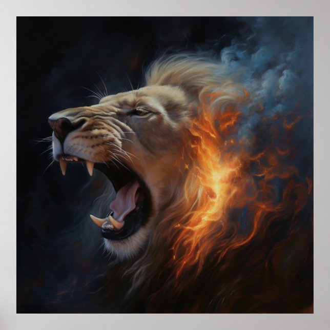 Poster Lion Feu (Devant)