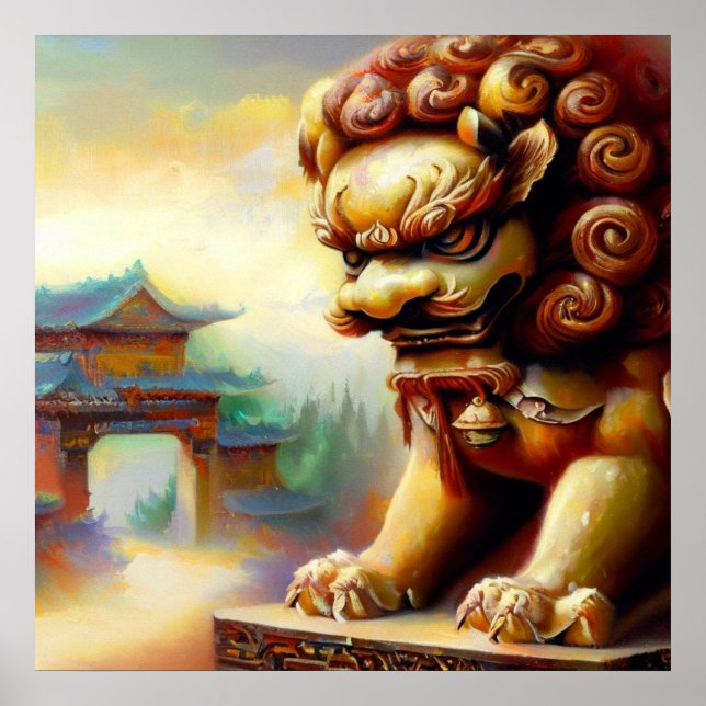 Poster Lion Foo Chinois (24) (Devant)