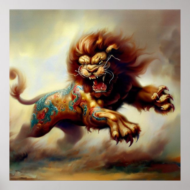 Poster Lion Foo Chinois (26) (Devant)