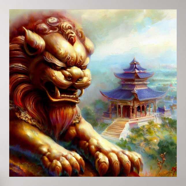 Poster Lion Foo Chinois (27) (Devant)