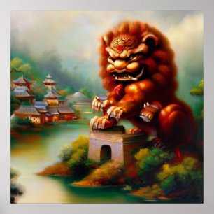 Poster Lion Foo Chinois (32)