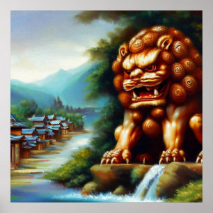 Poster Lion Foo Chinois (36)