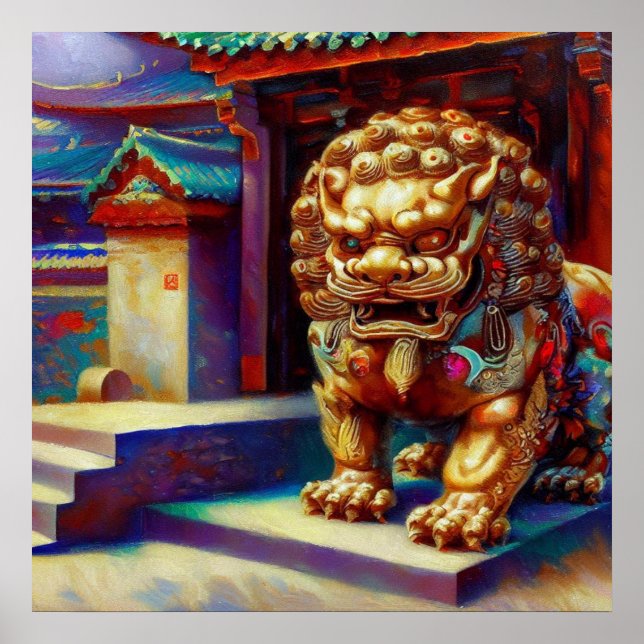 Poster Lion Foo Chinois (8) (Devant)