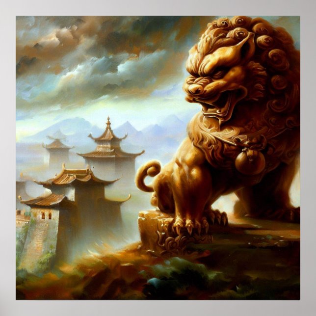 Poster Lion Foo Chinois (9) (Devant)
