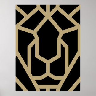 Poster lion géométrique animal abstrait art moderne noir