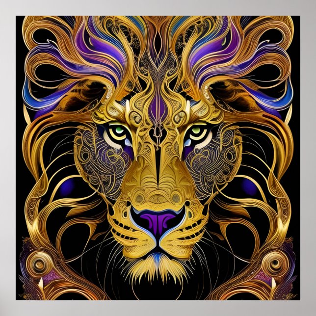 Poster Lion Gold Filigree (Devant)