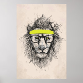 Poster Lion hipster (arrière - plan léger)