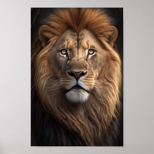 Poster Lion majestueux avec de beaux manches (Devant)