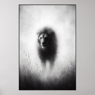 Poster Lion Majestueux Dans La Mist Douce