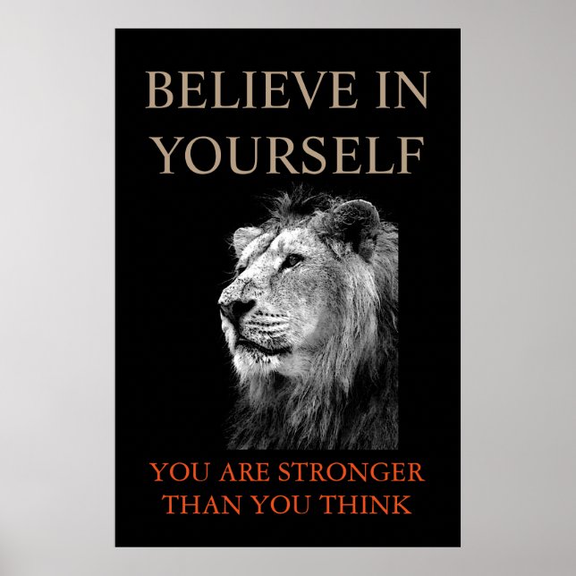 Poster Lion Motivationnel tendance Croyez en vous-même (Devant)
