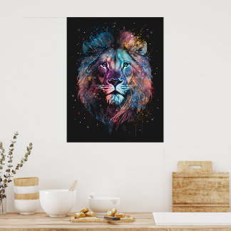 Poster Lion Nebular - Graffiti Neon Enk Splash