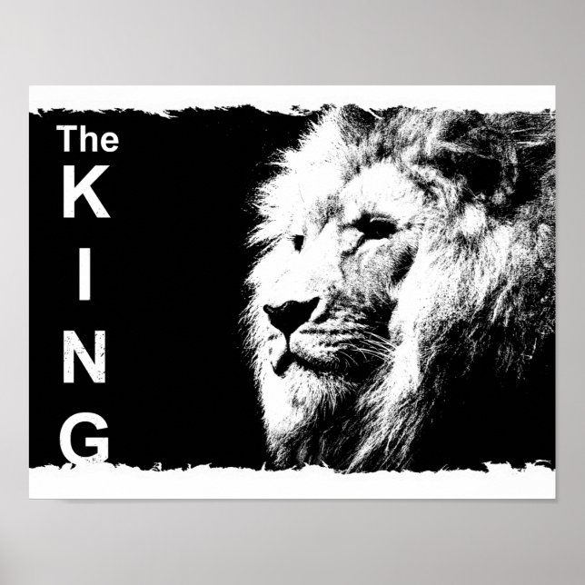 Poster Lion noir blanc Modèle tendance Nature Animal (Devant)