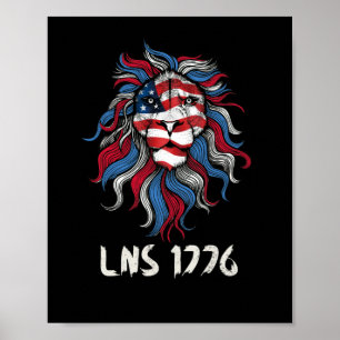 Poster Lion Not Sheep 1776 USA Flag Independence