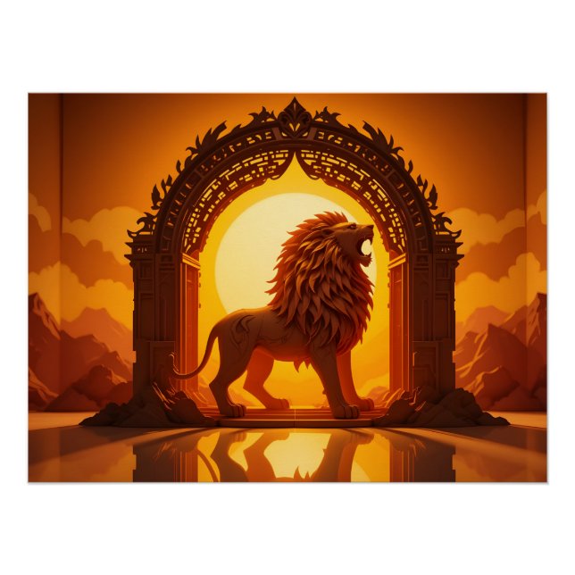 Poster Lion Papercraft Majestic (Devant)