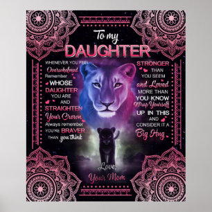 Poster Lion Personnalisé À Ma Fille De Ta Mère