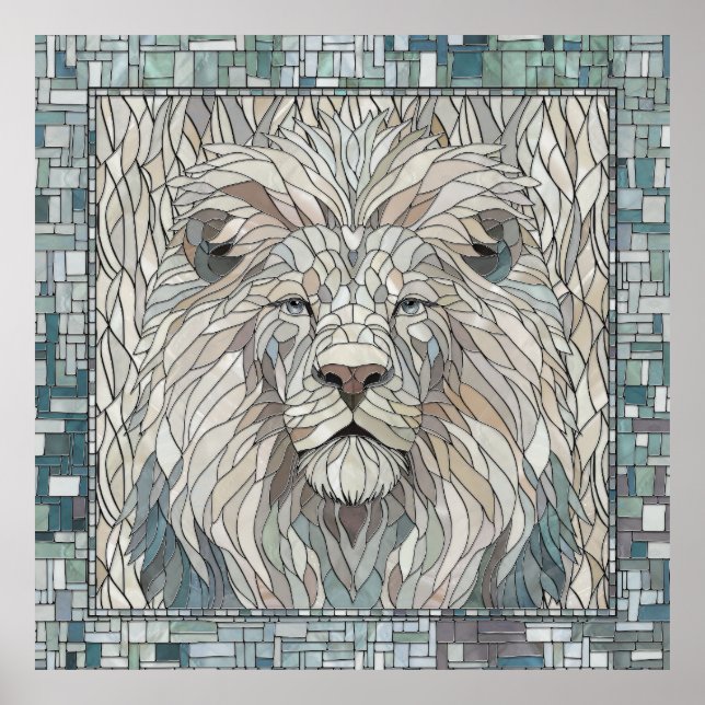 Poster Lion Portrait Mosaic Art (Devant)