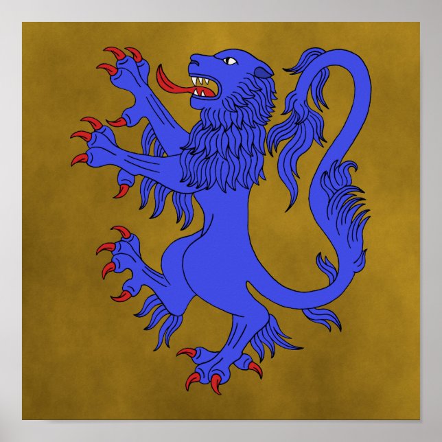 Poster Lion Rampant Azure (Devant)