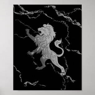 Poster Lion royal argenté