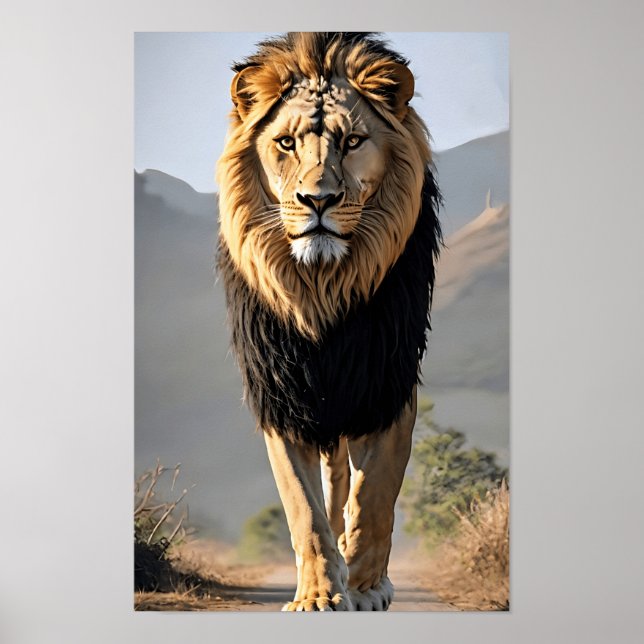 Poster Lion royal : Roi de la Savane (Devant)