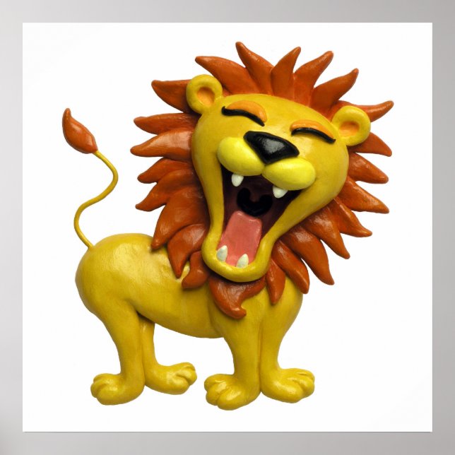 Poster Lion Rugissant Safari Baby Shower Nurserie (Devant)