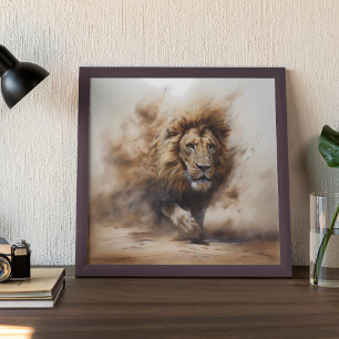Poster Lion Sables mouvants modernes Safari Jungle
