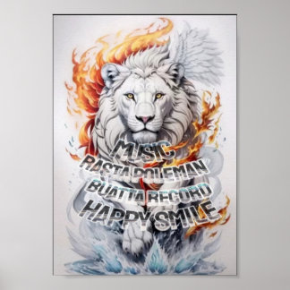 Poster Lion sonore Rasta Poleman