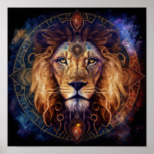 Poster Lion Spirit Mandala Art Visionnaire