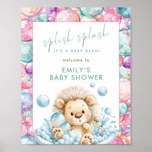 Poster Lion Splash Bienvenue Bébé à la Fête de Naissance