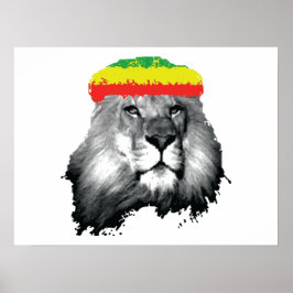 Poster Lion VERT JAUNE ROUGE