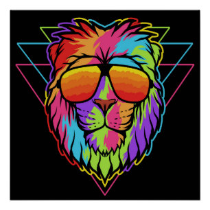 Poster Lion vibes arc-en-ciel