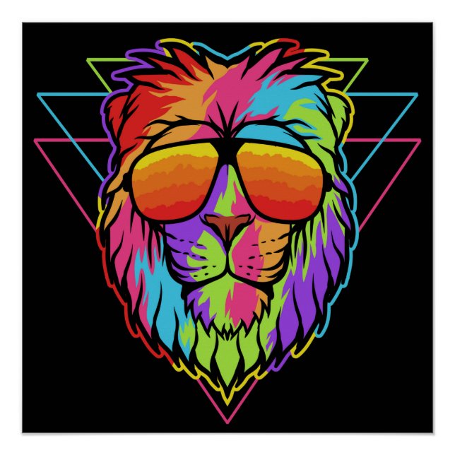 Poster Lion vibes arc-en-ciel (Devant)