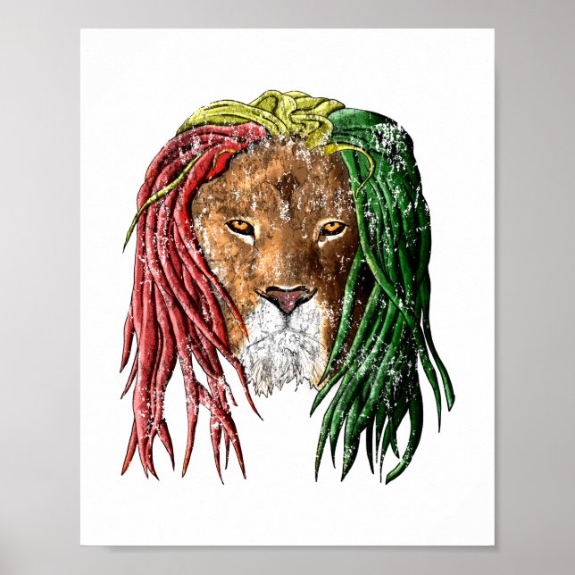 Poster Lion vintage Rasta Reggae (Devant)