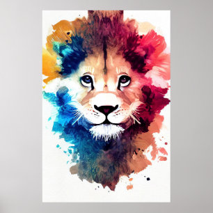 Poster Lion Wild Nature Animal Couleur Art Peinture
