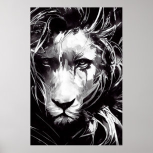 Poster Lion Wild Nature Free Spirit Art Brush Peinture