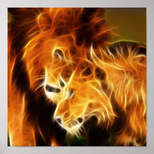 Poster Lions amoureux