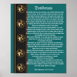 Poster Lions en laiton de cuir de Desiderata
