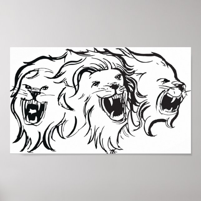 Poster Lions sur le mur (Devant)