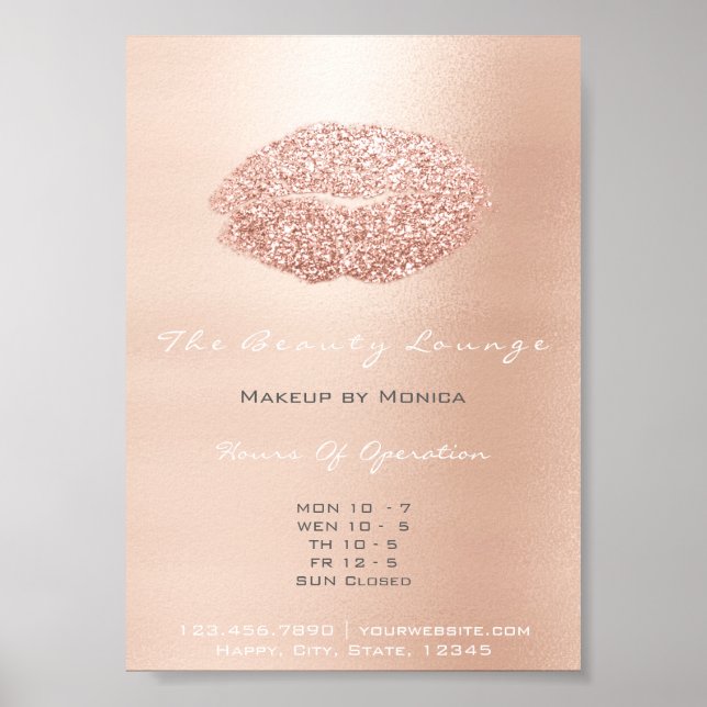 Poster LIps maquillage Artiste Parties scintillant Rose G (Devant)
