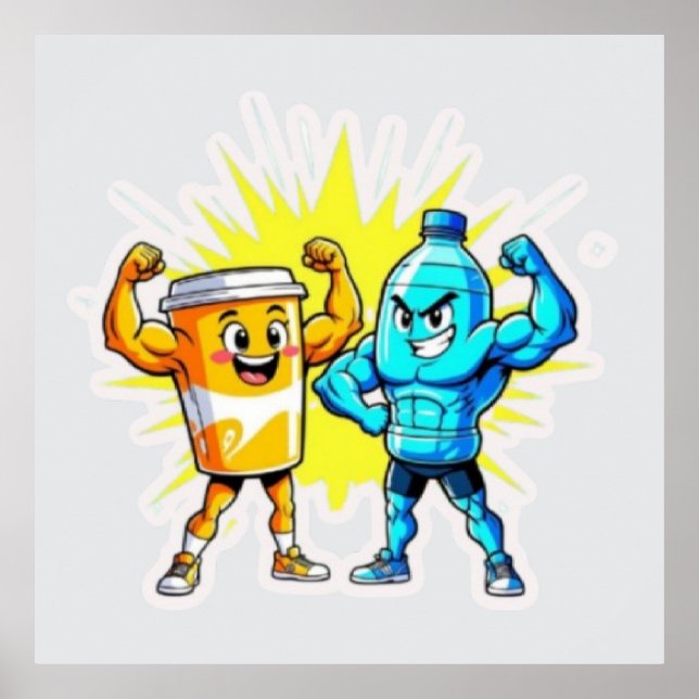 Poster Liquid Strength – Funny Juice & Water Muscle Desig (Devant)