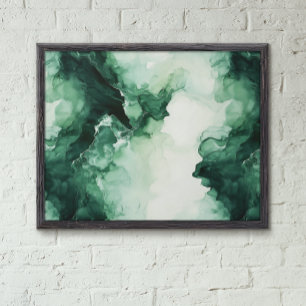 Poster Liquide Abstrait d'alcool vert et blanc