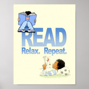 Poster Lire, se détendre et répéter l'affiche d'alphabéti