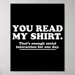 Poster Lire T-shirt drôle sarcasme humour de introverti c