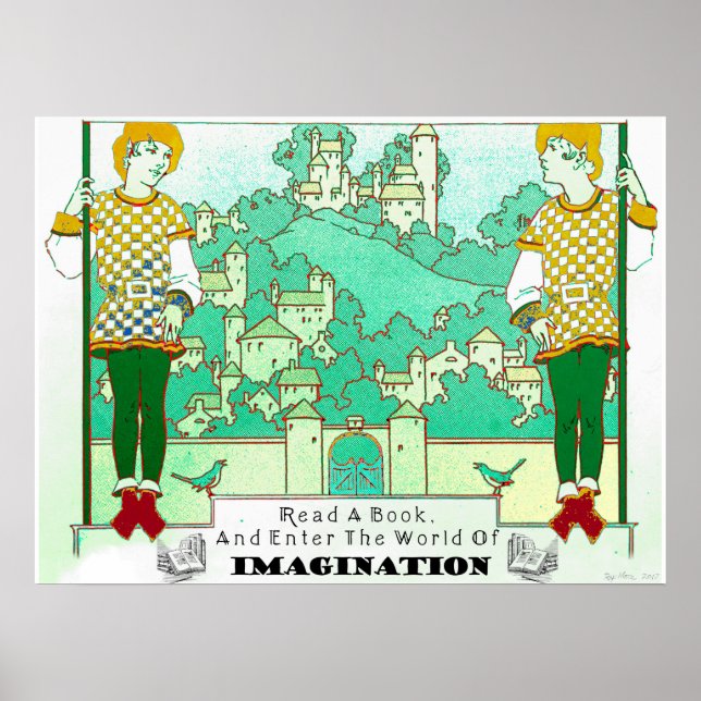 Poster Lire un livre et entrer dans le monde de l'imagina (Devant)
