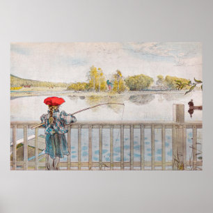 Poster Lisbet Fishing par Carl Larsson, Art Vintage