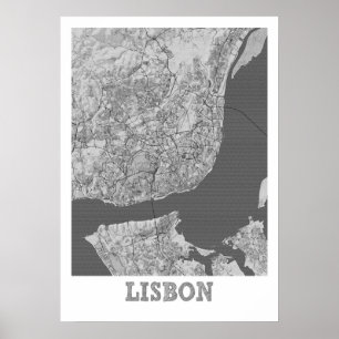 Poster Lisbonne - Portugal Carte de ville crayon