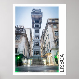 Poster Lisbonne Portugal Retro Ascenseur de vacances Souv