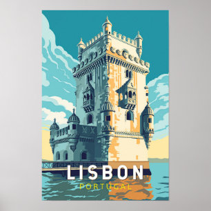 Poster Lisbonne Portugal Tour de Bélem Voyage Art Rétro