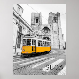 Poster Lisbonne Retro Tramway Portugal Vintage Streetcar