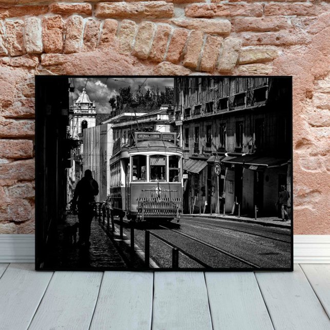 Poster Lisbonne Tramway traditionnel Noir et Blanc (Créateur téléchargé)