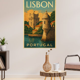 Poster Lisbonne vintage Portugal